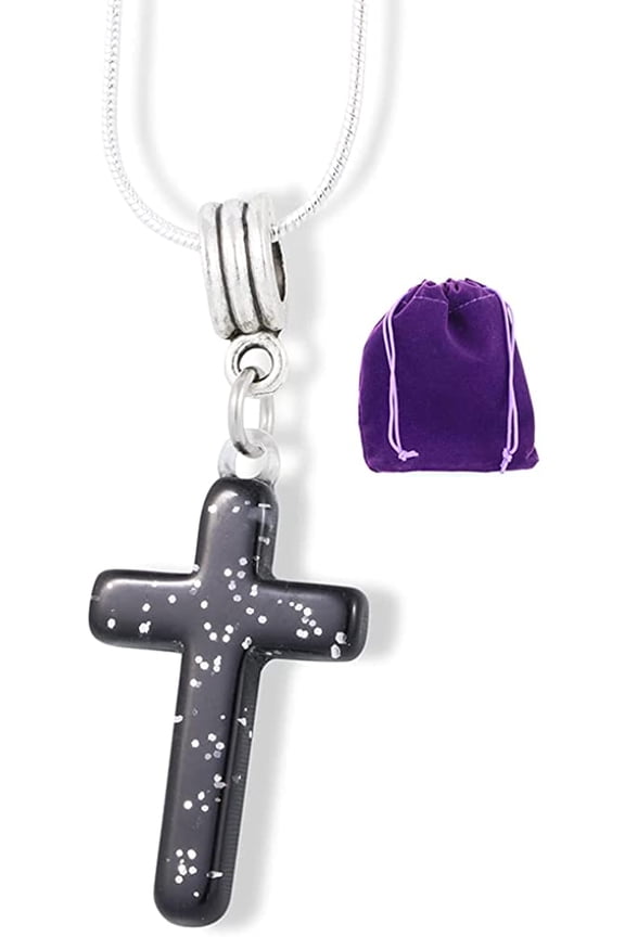 Dave The Bunny Presents: Cross Plastic Charm Snake Chain Necklace, Made with 100% Stainless Steel, A Symbol of Faith and Strength for the Devout