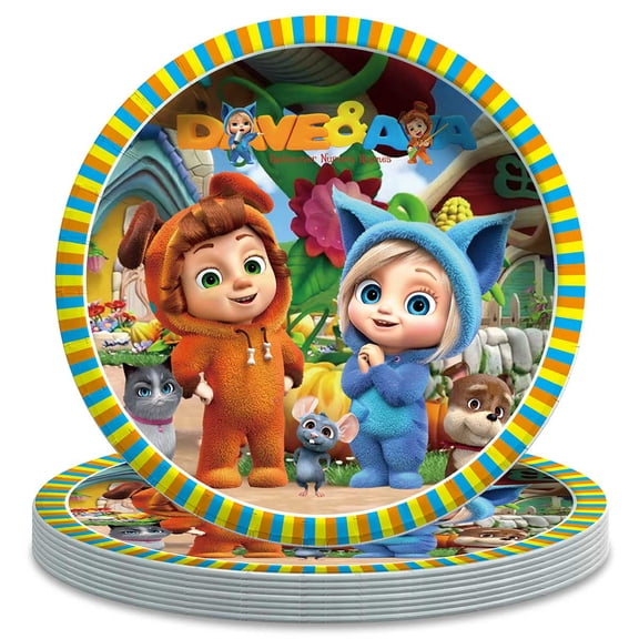 Dave and AVA Themed Birthday Disposable Tableware - 7 Inch Paper Plates Party Supply Decorations