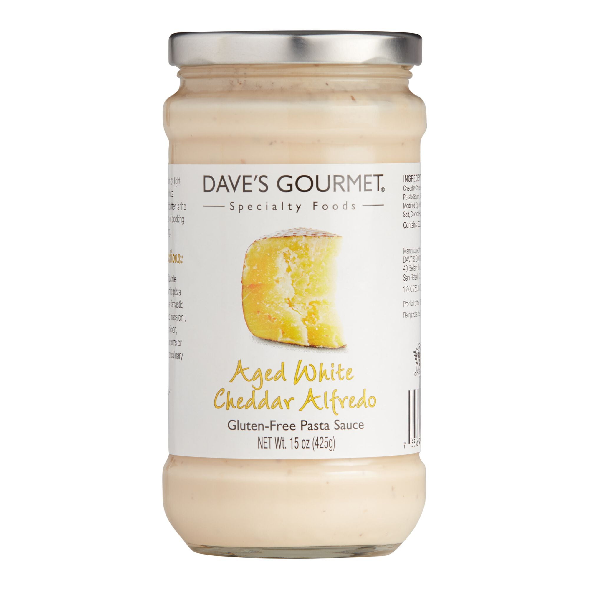 Dave's Gourmet Aged White Cheddar Alfredo Pasta Sauce 15 oz.