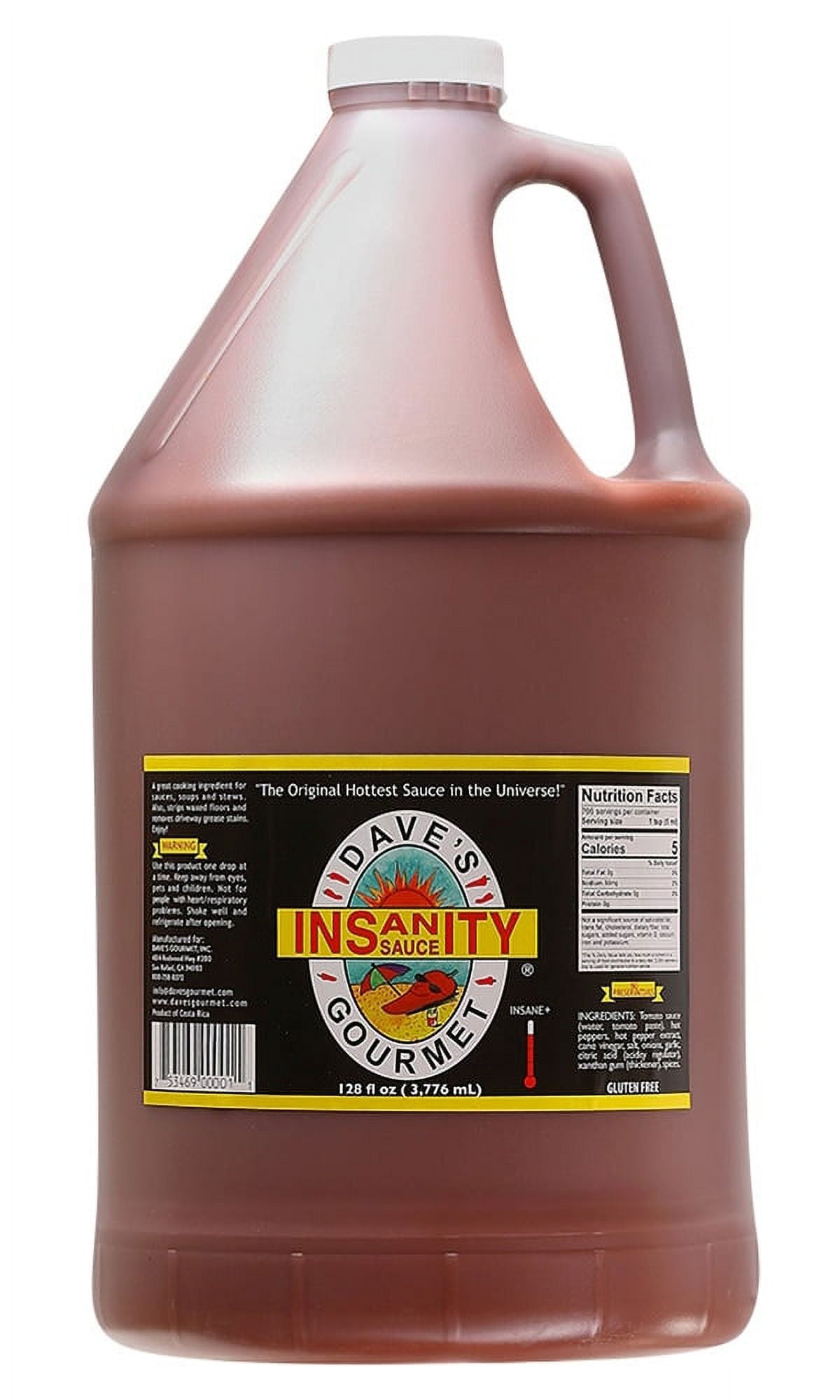 Dave's Gourmet Insanity Hot Sauce, Gallon (128 fl oz)