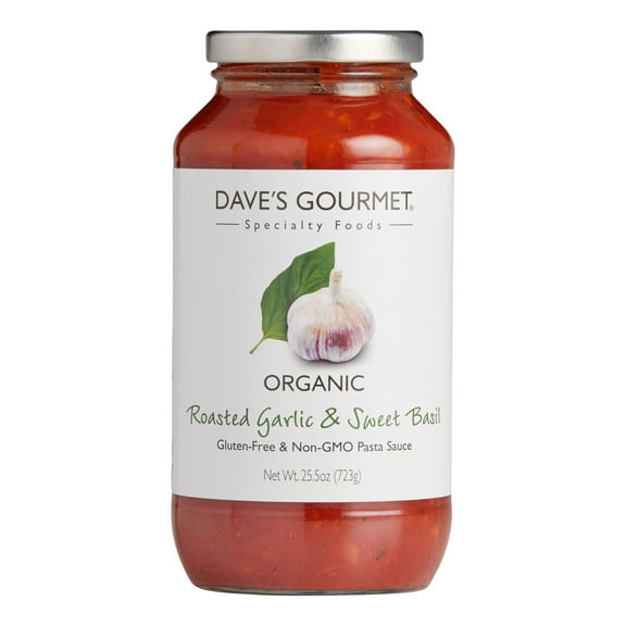 Dave's Gourmet Organic Roasted Garlic and Basil Pasta Sauce 25.5 oz. Pack of 2