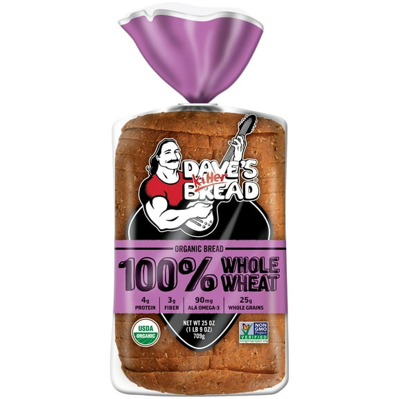 Dave's Killer Bread 100% Whole Wheat, Organic Whole Wheat Bread, 25 oz Loaf