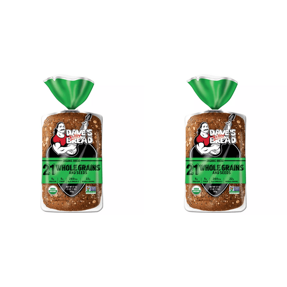 Dave's Killer Bread 21 Whole Grains & Seeds Organic Sliced Bread, 27 oz Pack of 2 - organic sliced bread, healthy loaf, dave's killer bread, nutritious bread, sandwich ready