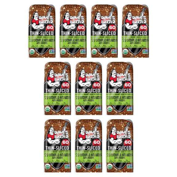 Dave's Killer Bread 21 Whole Grains and Seeds Organic Bread Loaf, 27 oz. (Pack of 10)