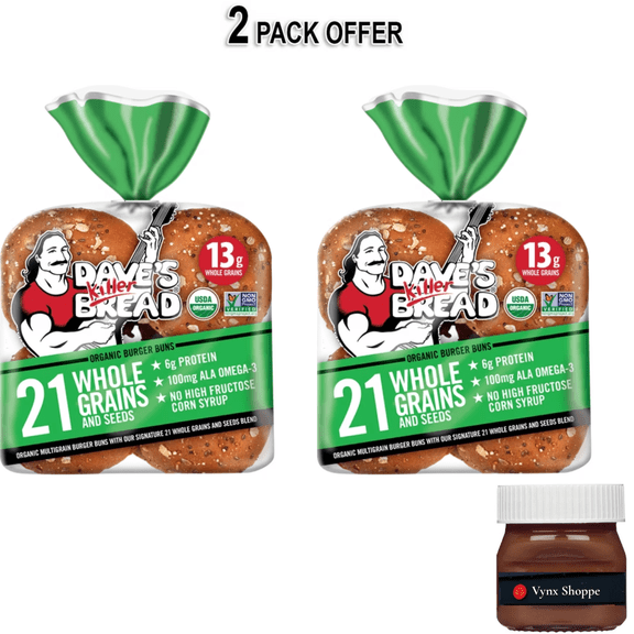Dave's Killer Bread 21 Whole Grains and Seeds Organic Hamburger Buns, 8 Count, Shelf-Stable