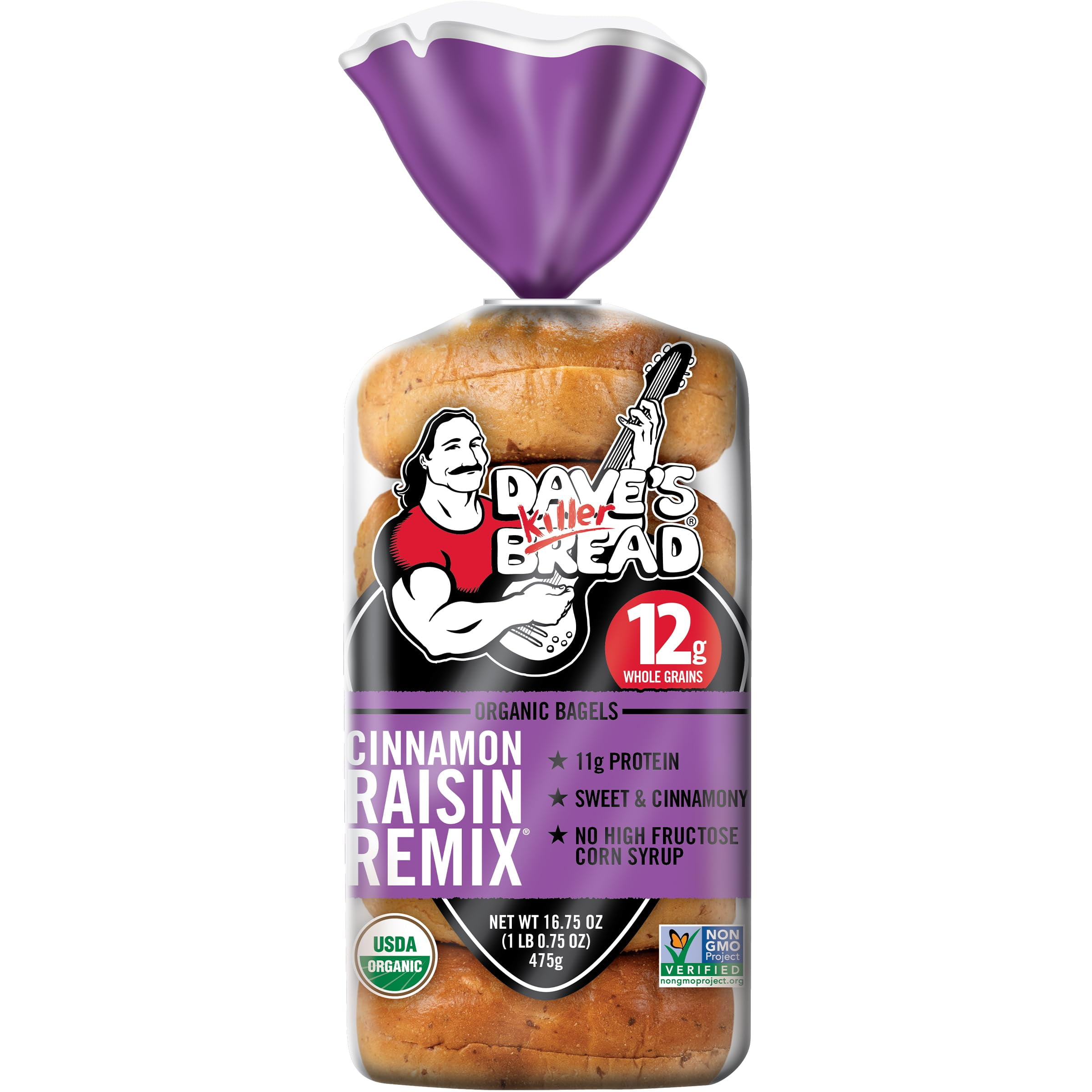 Dave's Killer Bread AJH3Cinnamon Raisin Remix Bagels, Organic Cinnamon Raisin Bagels, 5 Count