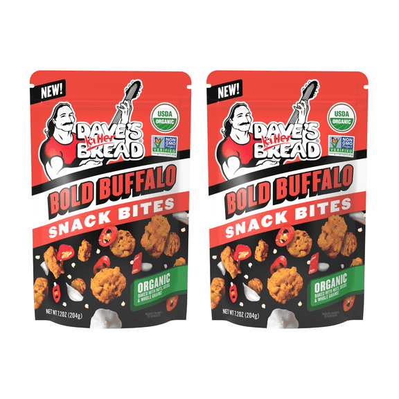 Dave's Killer Bread Bold Buffalo Organic Snack Bites, Buffalo Flavored Organic Snacks, 7.2 oz (Pack of 2)