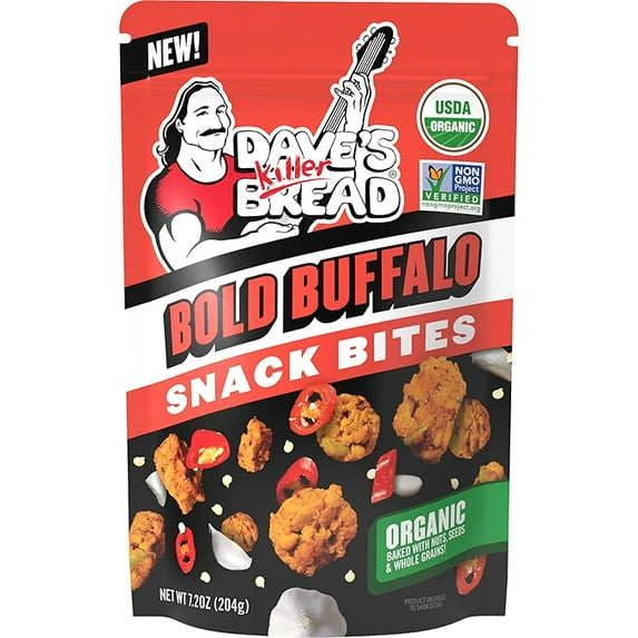 Dave's Killer Bread Bold Buffalo Organic Snack Bites, Buffalo Flavored Organic Snacks, 7.2 oz ( Pack of 2 )