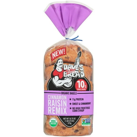 Dave's Killer Bread Cinnamon Raisin Remix Organic Bagels, 16.75 Oz., 5 Ct, Shelf-Stable (Pack of 4)