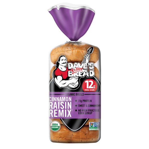 Dave's Killer Bread Cinnamon Raisin Remix Organic Bagels, 16.75 Oz., 5 Ct, Shelf-Stable