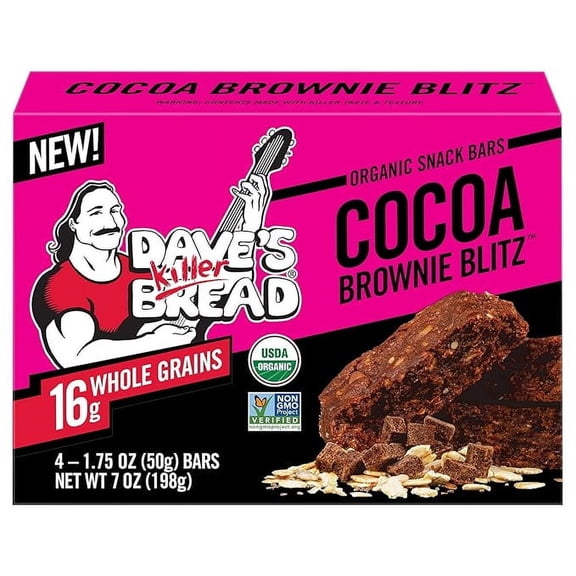 Dave's Killer Bread Cocoa Brownie Blitz Organic Snack Bars, 4 Individually Wrapped Snack Bars ( pack of 2 )