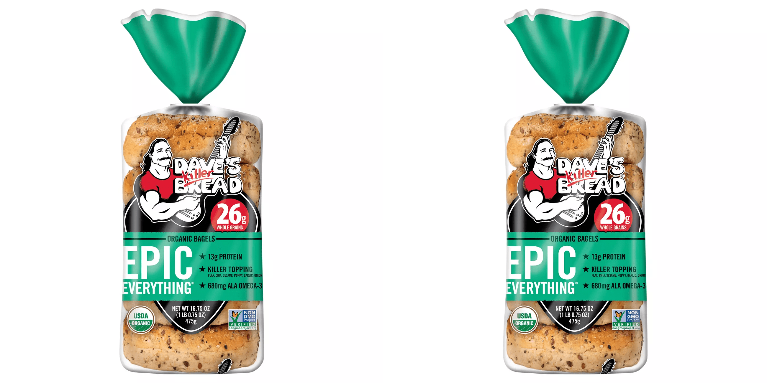 Dave's Killer Bread Epic Everything 13g Protein Organic Bagels, 5 ct Pack of 2 - everything bagels, protein bagels, organic bagels, hearty breakfast, dave's killer bread