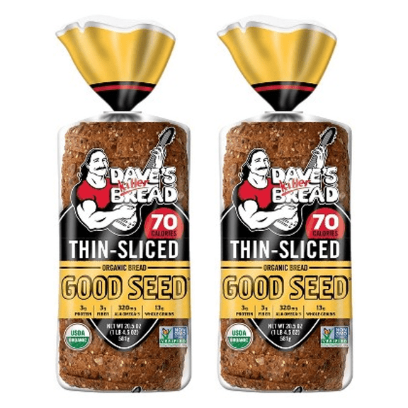 Dave's Killer Bread Good Seed Thin-Sliced Organic Bread Loaf, 20.5 oz (Pack of 2)