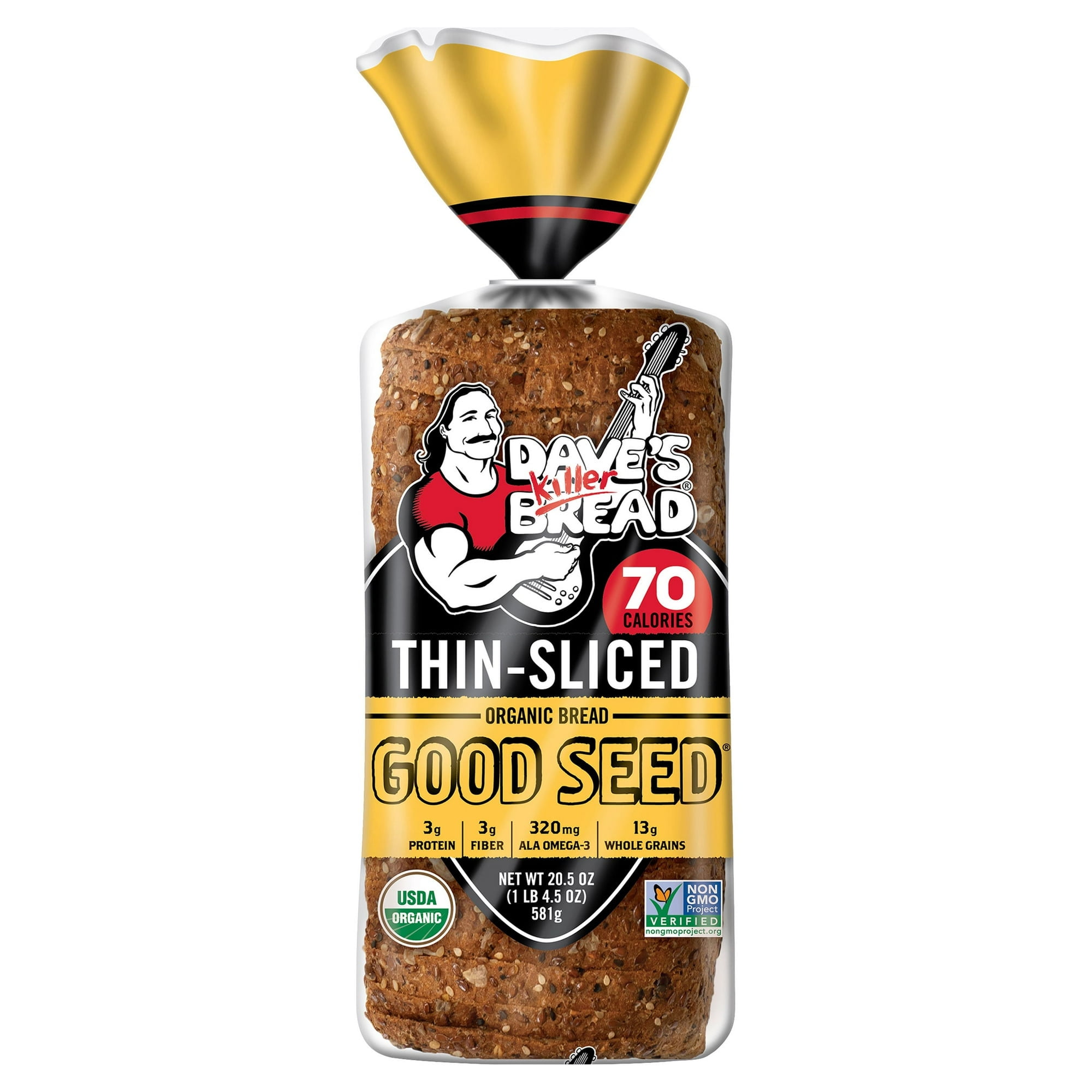Dave's Killer Bread Good Seed Thin-Sliced Organic Bread Loaf, 20.5 oz (Pack of 4)