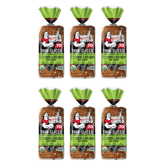 Dave's Killer Bread Good Seed Thin-Sliced Organic Bread Loaf, 20.5 oz (Pack of 6)