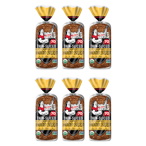 Dave's Killer Bread Good Seed Thin-Sliced Organic Bread Loaf, 20.5 oz (Pack of 6)