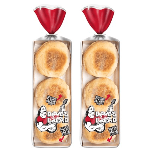 Dave's Killer Bread Killer Classic Organic English Muffins 6 Ct Shelf-Stable (Pack of 2)