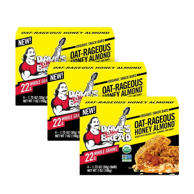 Dave's Killer Bread OatRageous Honey Almond Organic Snack Bars, 4