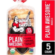 Dave's Killer Bread Plain Awesome Organic Bagels, 16.75 oz (Pack of 2)