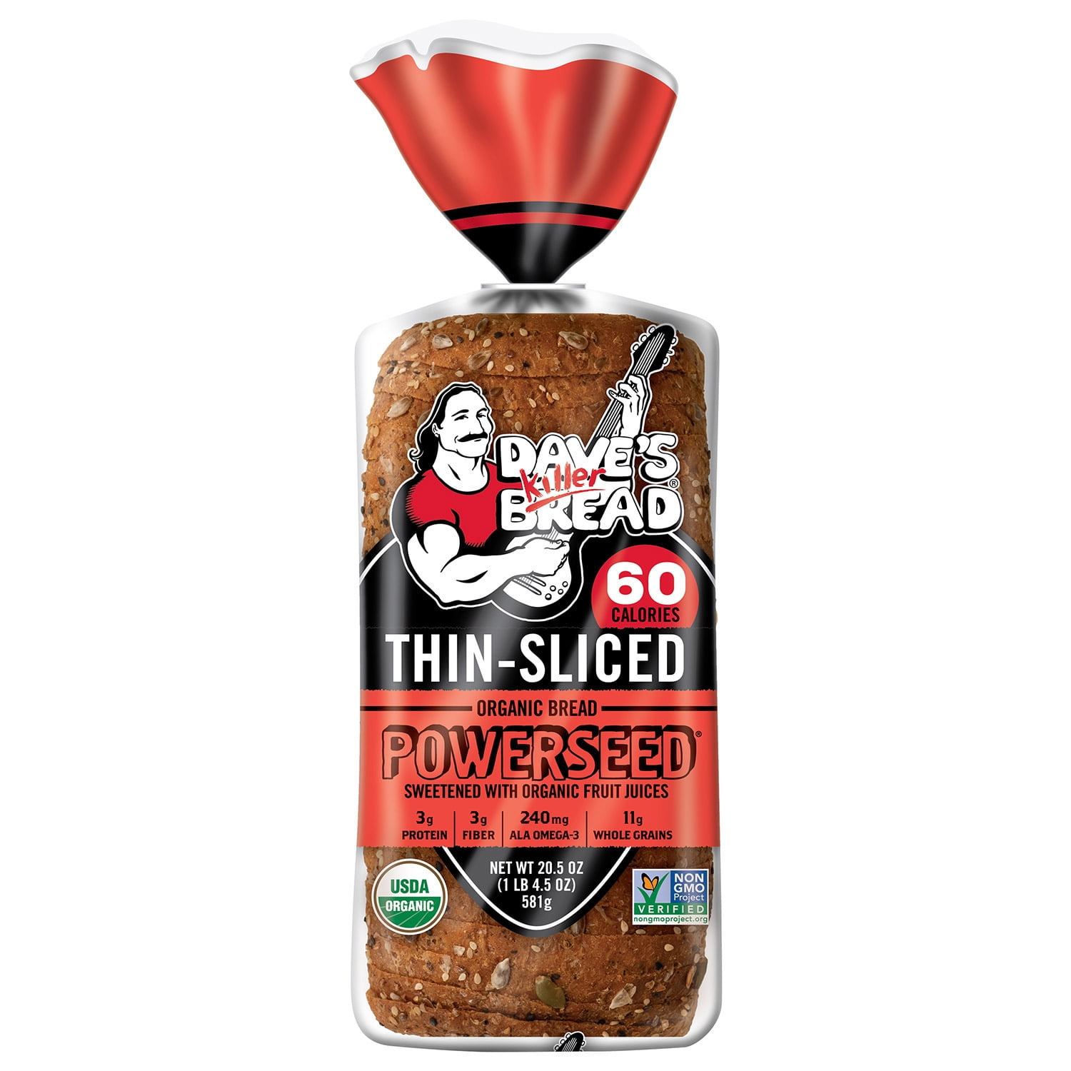Dave's Killer Bread Powerseed Thin-Sliced, Seeded Organic Bread, Shelf-Stable, 20.5 Ounce Loaf