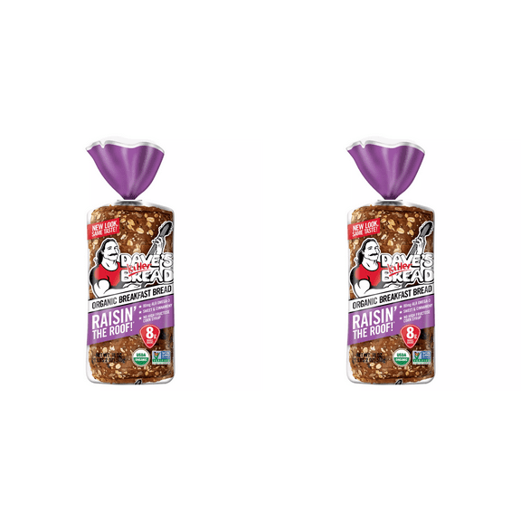 Dave's Killer Bread Raisin' The Roof Cinnamon Raisin Organic Breakfast Sliced Bread, 18 oz Pack of 2 - cinnamon raisin bread, breakfast loaf, sweet bread, thomas' swirl, morning toast