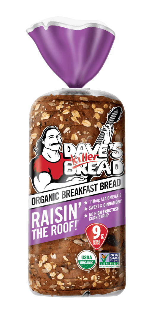 Dave's Killer Bread Raisin' The Roof! Organic Breakfast Bread, Cinnamon Raisin Loaf, 18 Oz