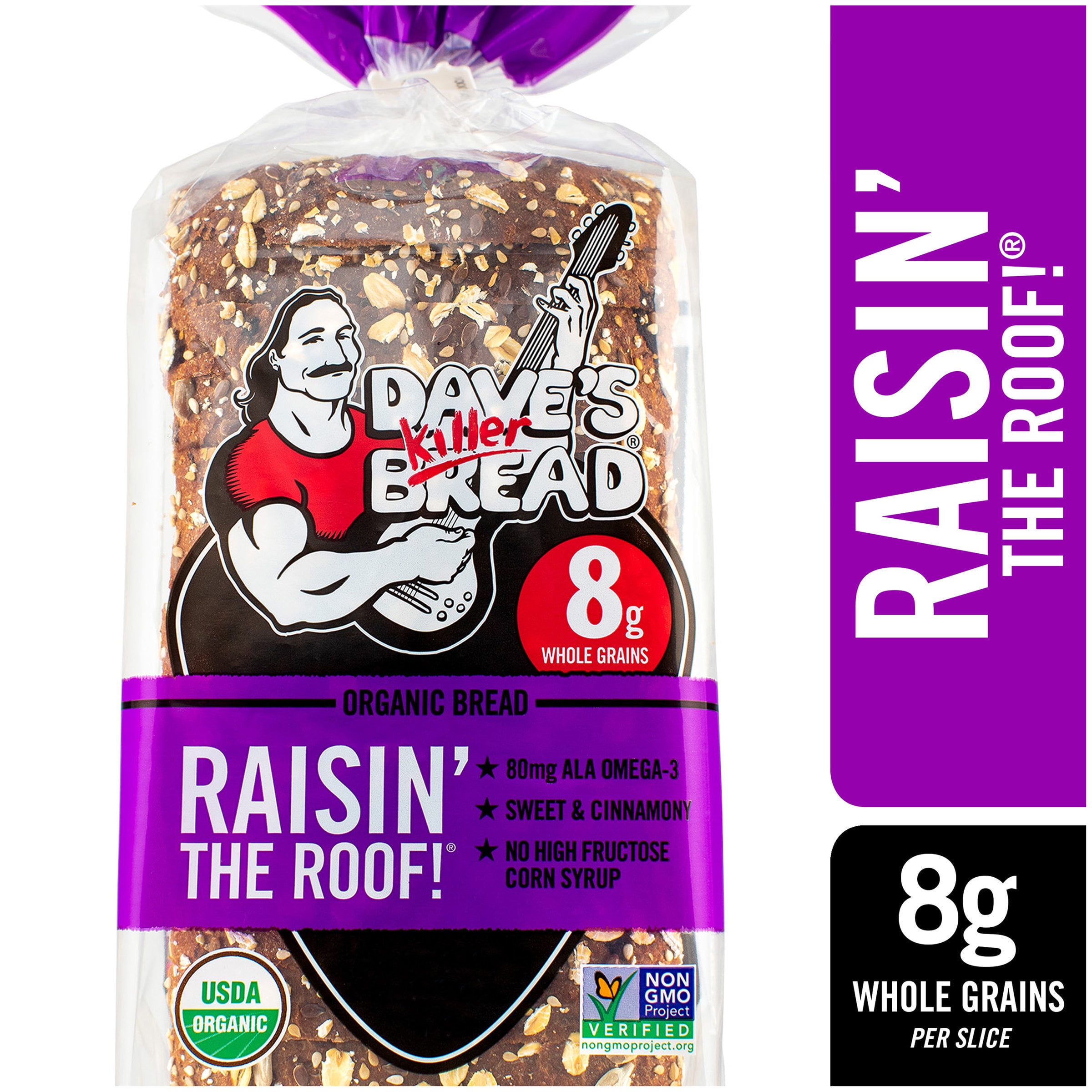 Dave's Killer Bread Raisin' The Roof! Organic Breakfast Bread, Cinnamon Raisin Loaf, 18 Oz