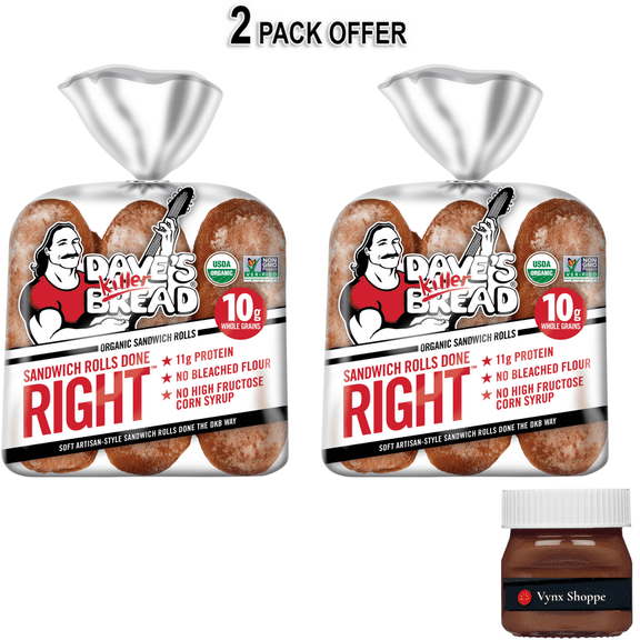 Dave's Killer Bread Sandwich Rolls Done Right, Organic White Bread Sandwich Rolls, 6 Count