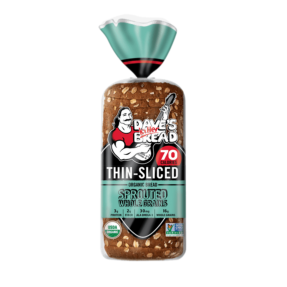 Dave's Killer Bread Sprouted Whole Grains Thin-Sliced Organic Bread Loaf, 20.5 oz
