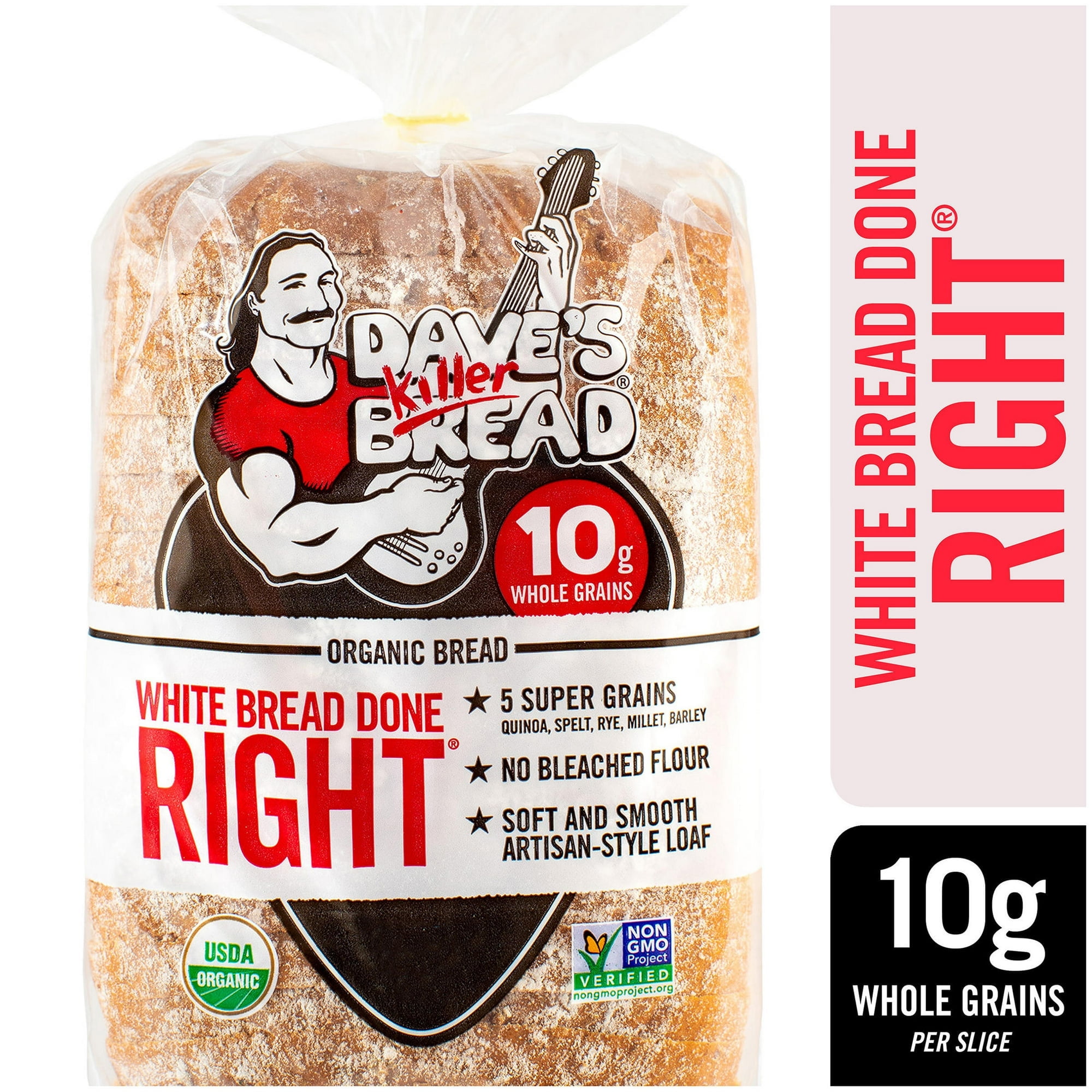 Dave's Killer Bread White Bread Done Right Organic Loaf 24 oz Healthy Organic White Bread (Pack of 4)