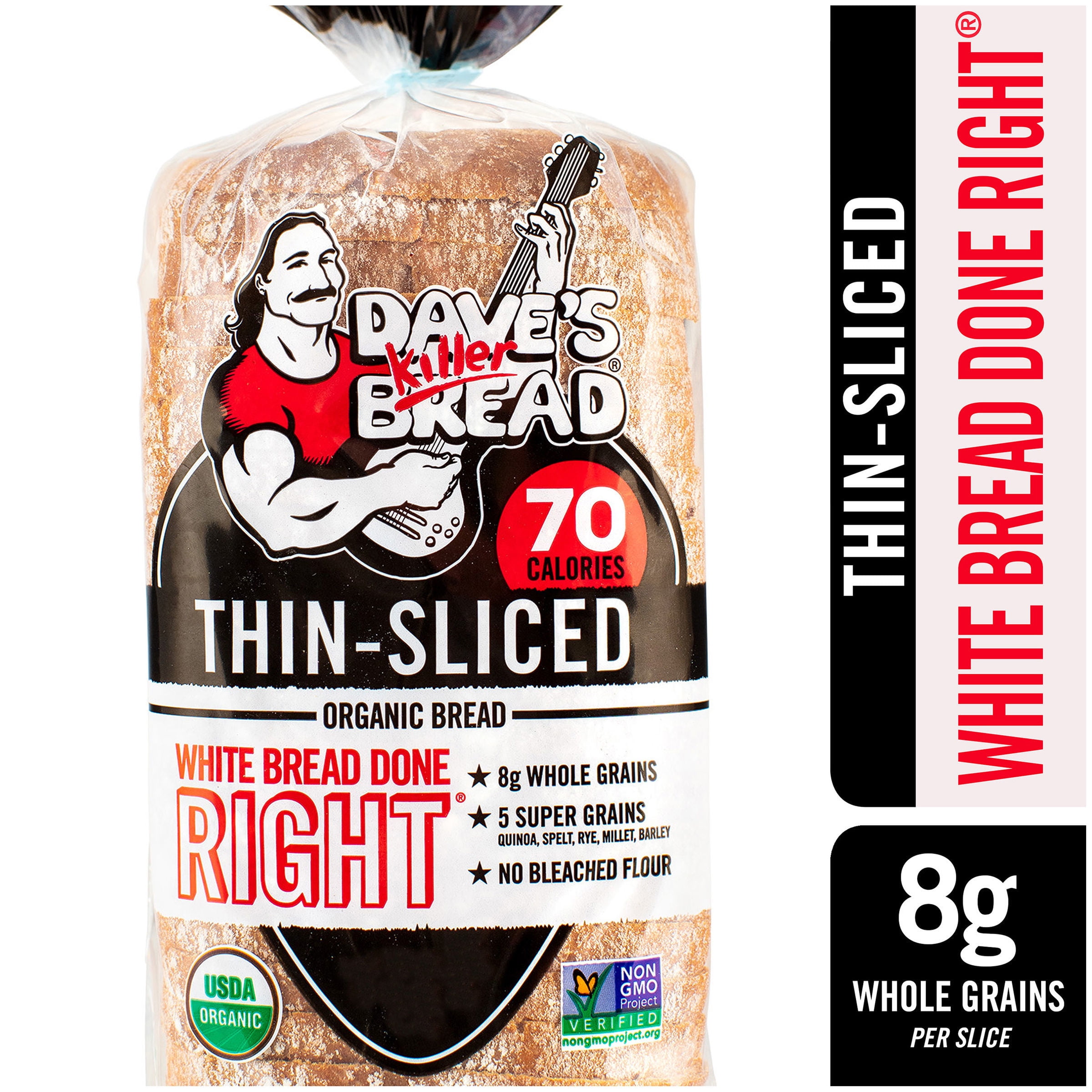 Dave's Killer Bread White Bread Done Right Thin Sliced Organic Bread, 20.5 oz, Shelf-Stable