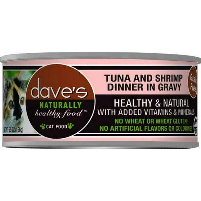 Dave's Naturally Healthy Tuna and Shrimp in Gravy Canned Cat Food Dave's Naturally Healthy Tuna and Shrimp in Gravy Canned Cat Food