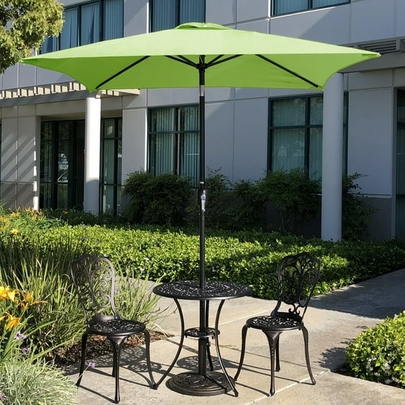 Davee 6.5' Square Green Classic Outdoor Table Market Umbrella with Tilt/Crank, 4 Ribs