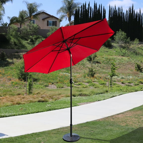 Davee Furniture 105" x 105" Octagonal Red Market Umbrella, Patio Umbrella with Tilt and Crank