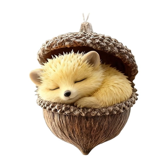 Daveitl Forest Animal In Acorn Christmas Ornament, 3.94 Inch Acrylic Hanging Tree Pendant, Whimsical Holiday Decor, 1 Piece
