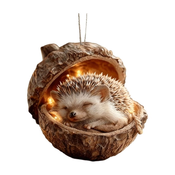 Daveitl Forest Animal In Acorn Christmas Ornament, 3.94 Inch Acrylic Hanging Tree Pendant, Whimsical Holiday Decor, 1 Piece