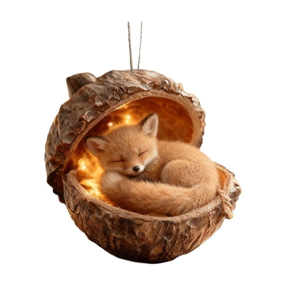 Daveitl Forest Animal In Acorn Christmas Ornament, 3.94 Inch Acrylic Hanging Tree Pendant, Whimsical Holiday Decor, 1 Piece