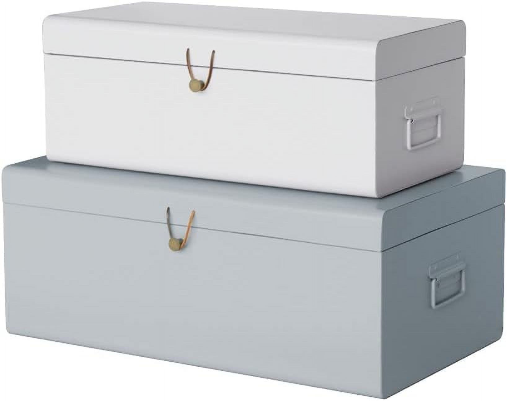 Daven Decorative Metal Box Trunks Set of 2 Vintage Style Storage