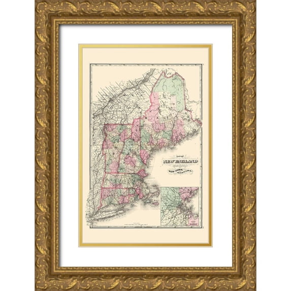 Davenport 22x32 Gold Ornate Wood Framed with Double Matting Museum Art Print Titled - New England - Davenport 1883