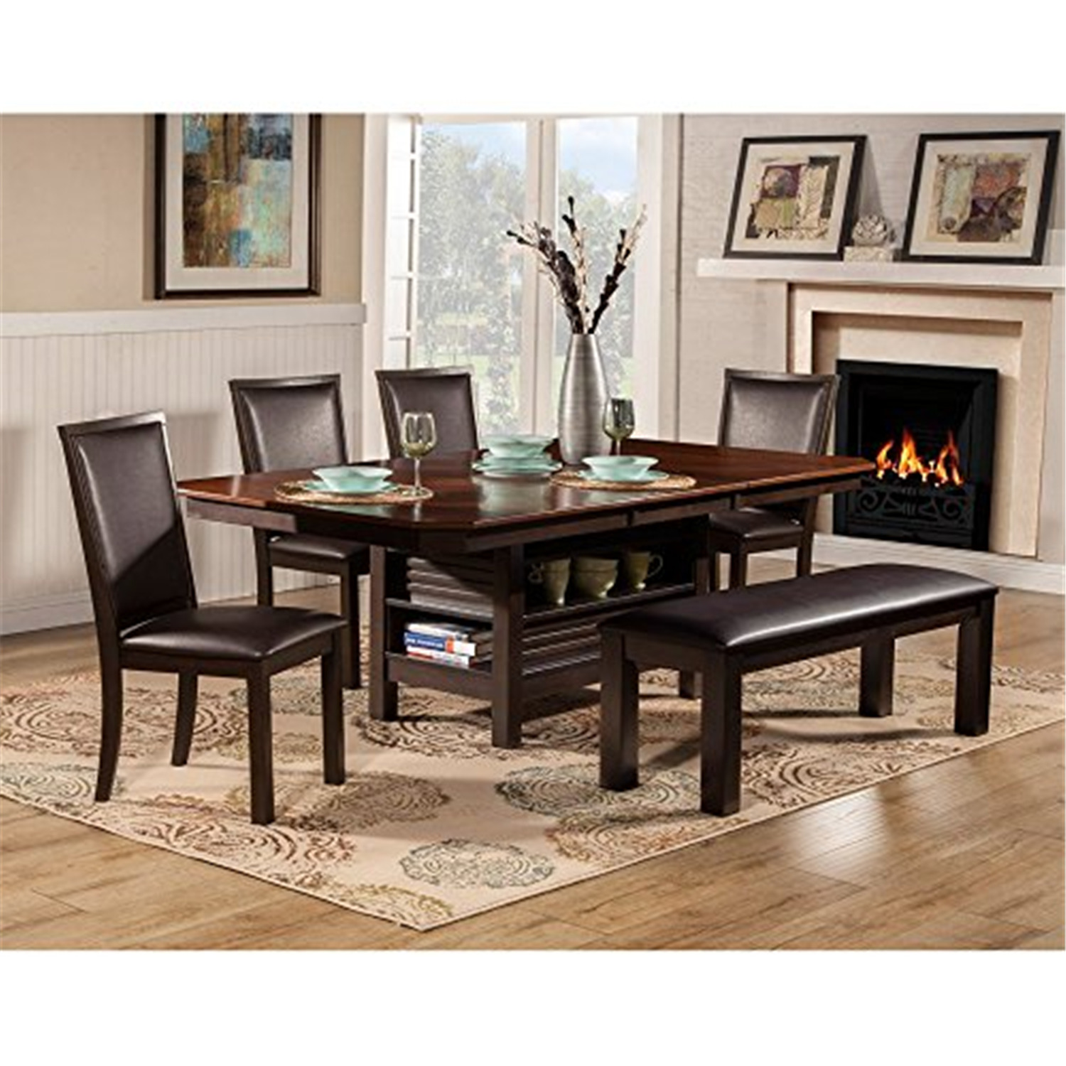 Davenport Dining Table, Espresso w/Walnut Top