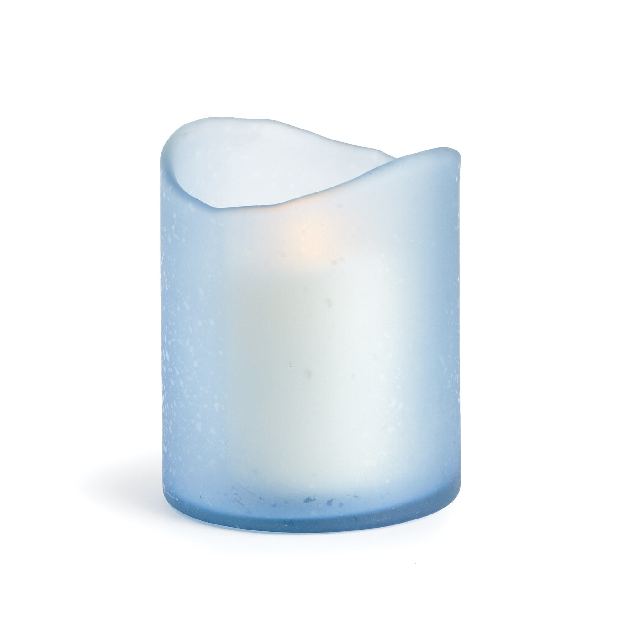 Blue Frosted Glass Tabletop Hurricane Candle Holder