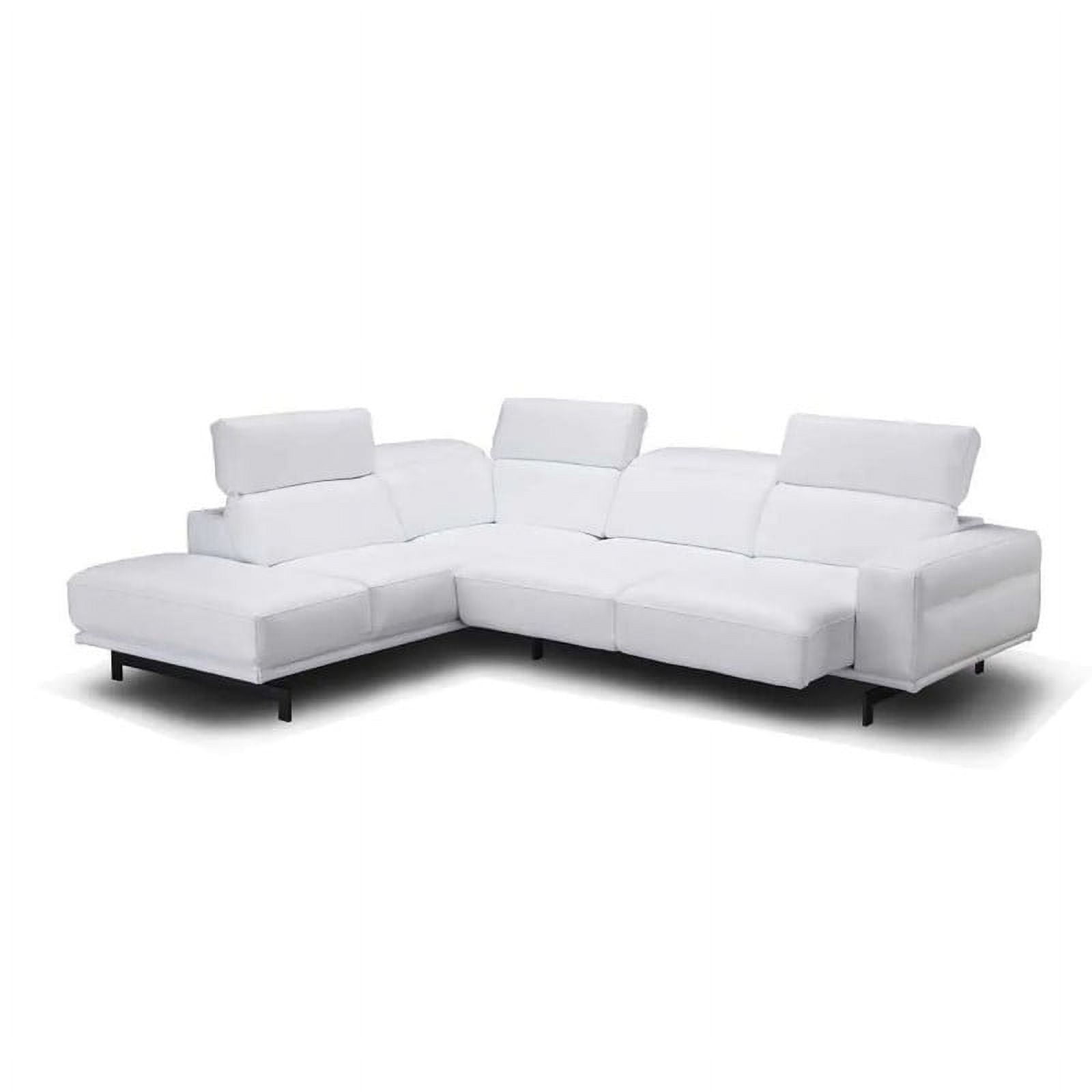 Davenport Premium Leather Sectional Sofa, Snow White, Right Hand Facing