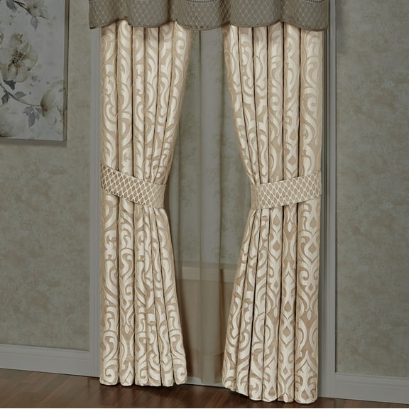 Davenport Wide Tailored Curtain Pair Sand Curtain Pair 100 x 95 Inches