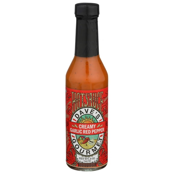 Daves Gourmet Creamy Garlic Red Pepper Hot Sauce, 8 Fluid Ounce -- 6 per case.