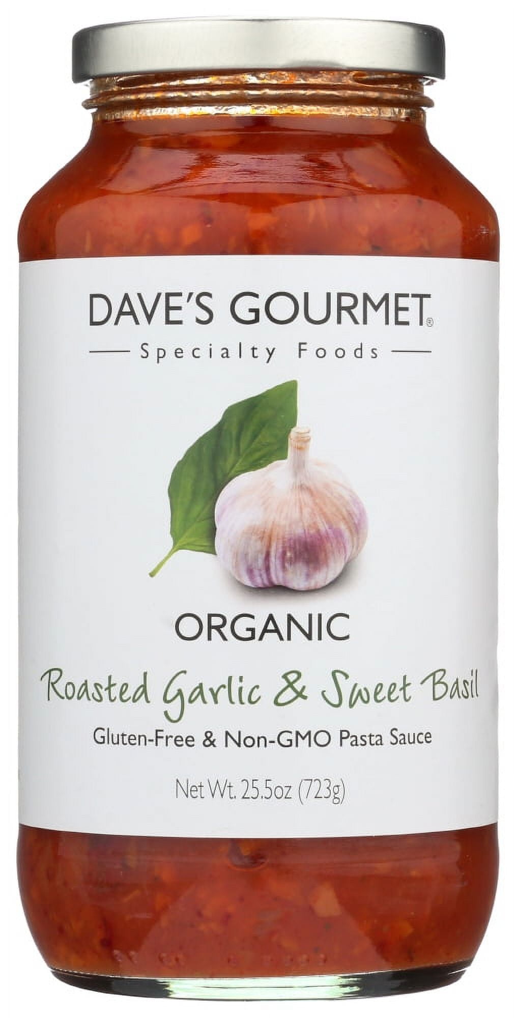 Daves Gourmet Organic Roasted Garlic and Sweet Basil Pasta Sauce 25.5oz