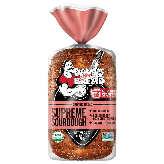 Dave's Killer Bread Supreme Sourdough, Organic Seeded Sourdough Bread, 25 oz Loaf