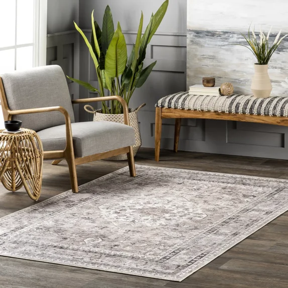Davi Vintage Taupe Indoor Washable Area Rug Size (8' x 10')