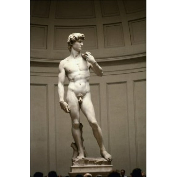 David , 1501-1504, Michelangelo Buonarroti (1475-1564/Italian) , Marble Sculpture , Florentine Galleria dell'Accademia, Florence Poster Print (18 x 24)