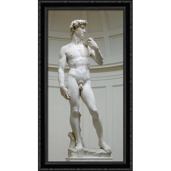 David 22x40 Large Black Ornate Wood Framed Canvas Art by Michelangelo