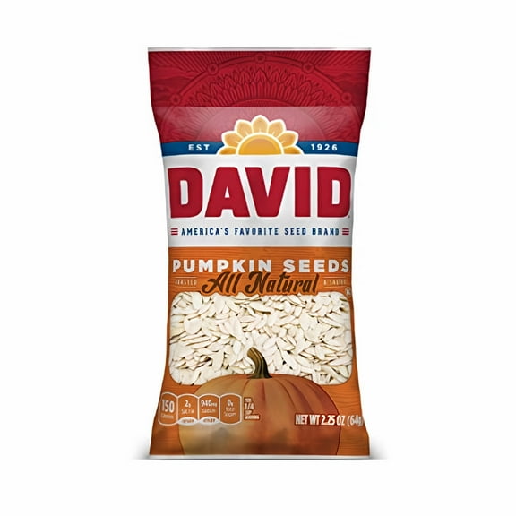 David All Natural Roasted & Salted Pumpkin Seeds 2.25 oz (Pack of 5)